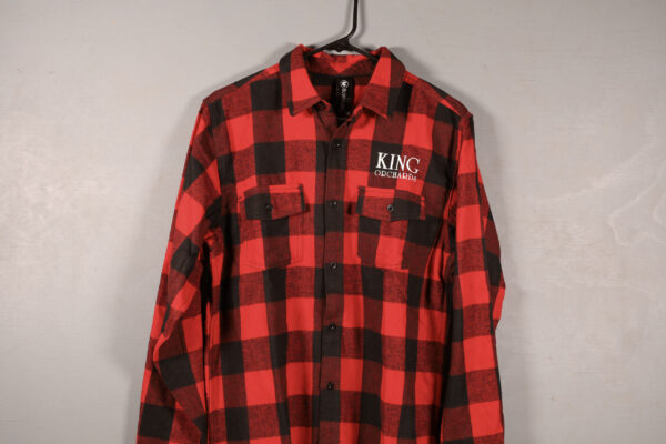 King Orchards buffalo plaid flannel button up shirt