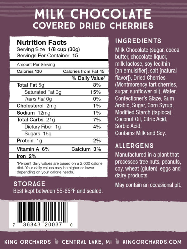 !!SHIPPING STARTS IN NOVEMBER!! Milk Chocolate Covered Dried Tart Cherries - Image 3